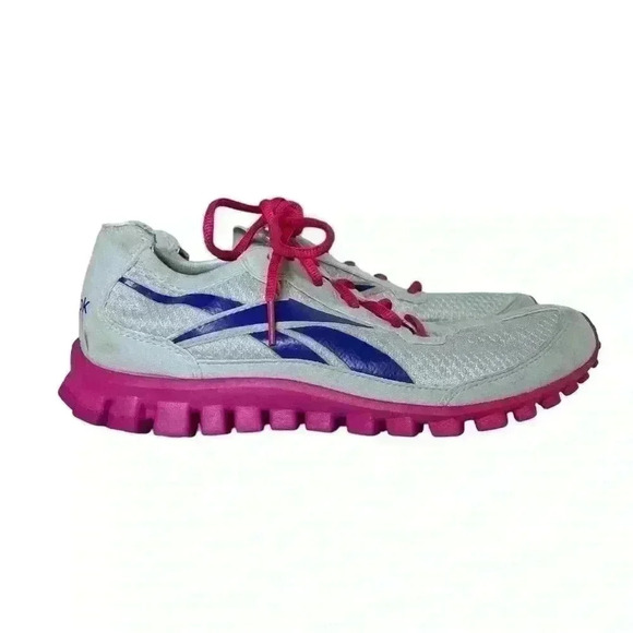 Reebok Real flex Women Running Shoes Size 5.6  Gray Pink Blue